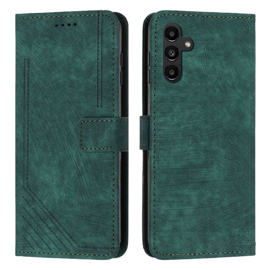 For Samsung Galaxy S25+ / S24+ 5G Skin Feel Stripe Pattern Leather Phone Case with Long Lanyard(Green) - Galaxy S25+ 5G Cases by PMC Jewellery | Online Shopping South Africa | PMC Jewellery | Buy Now Pay Later Mobicred