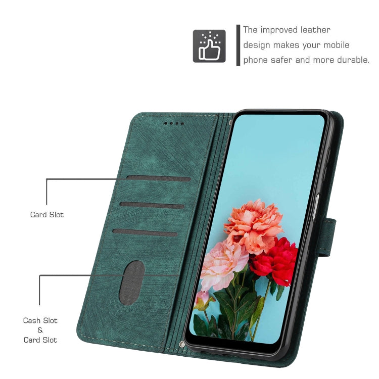For Samsung Galaxy S25+ / S24+ 5G Skin Feel Stripe Pattern Leather Phone Case with Long Lanyard(Green) - Galaxy S25+ 5G Cases by PMC Jewellery | Online Shopping South Africa | PMC Jewellery | Buy Now Pay Later Mobicred