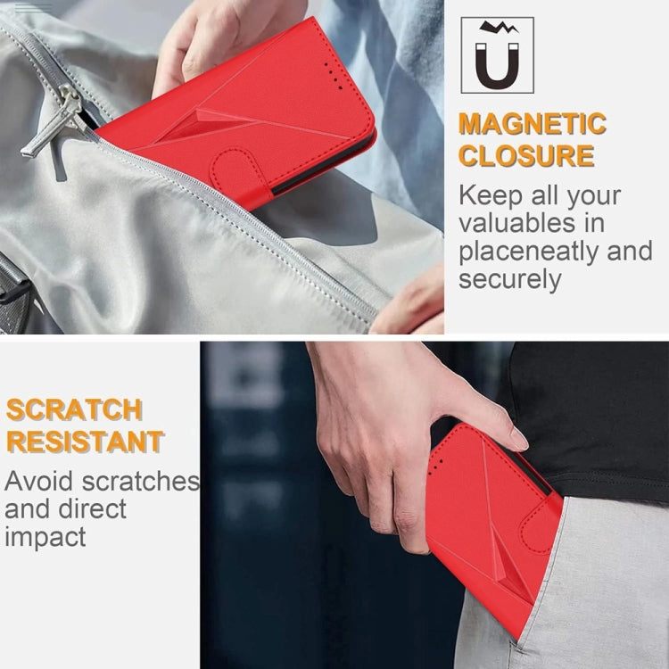 For Tecno Spark Go 2024 Triangle Pattern Buckle Clasp Leather Phone Case(Red) - Tecno Cases by PMC Jewellery | Online Shopping South Africa | PMC Jewellery | Buy Now Pay Later Mobicred