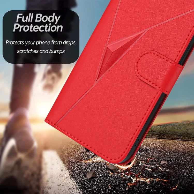 For Tecno Spark Go 2024 Triangle Pattern Buckle Clasp Leather Phone Case(Red) - Tecno Cases by PMC Jewellery | Online Shopping South Africa | PMC Jewellery | Buy Now Pay Later Mobicred
