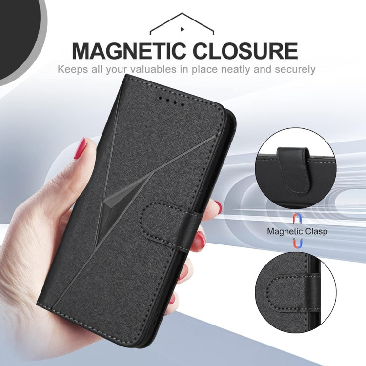 For Tecno Spark Go 2024 Triangle Pattern Buckle Clasp Leather Phone Case(Black) - Tecno Cases by PMC Jewellery | Online Shopping South Africa | PMC Jewellery | Buy Now Pay Later Mobicred