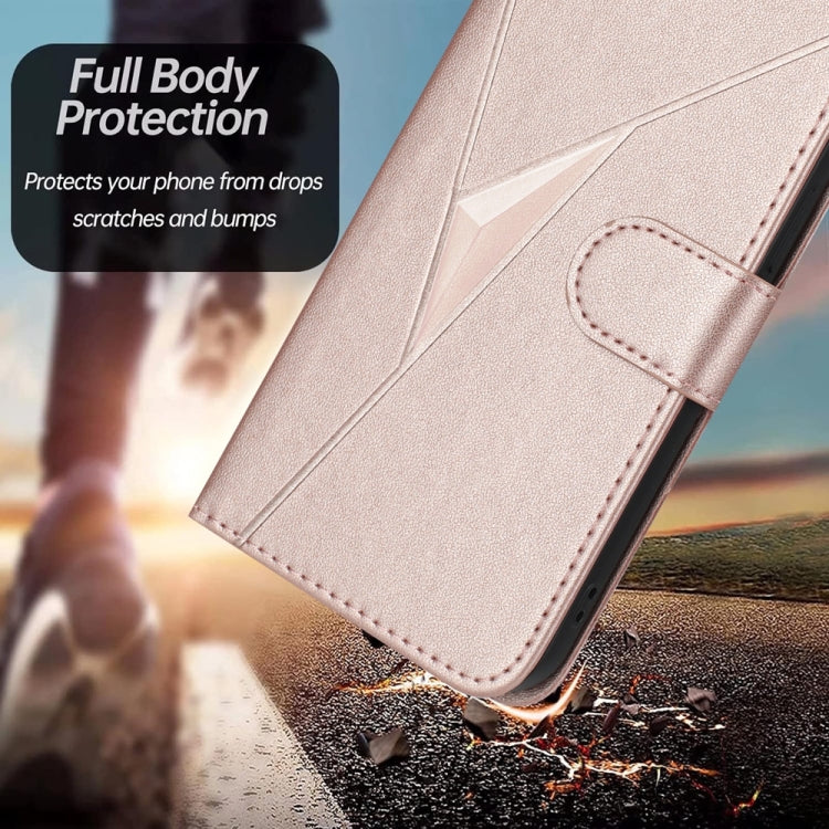 For Tecno Spark Go 2024 Triangle Pattern Buckle Clasp Leather Phone Case(Rose Gold) - Tecno Cases by PMC Jewellery | Online Shopping South Africa | PMC Jewellery | Buy Now Pay Later Mobicred