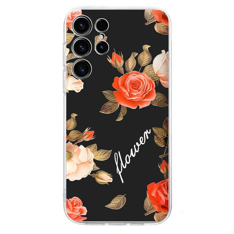 For Samsung Galaxy S25 Ultra 5G Colorful Painting Pattern TPU Phone Case(Flowers On Black) - Galaxy S25 Ultra 5G Cases by PMC Jewellery | Online Shopping South Africa | PMC Jewellery | Buy Now Pay Later Mobicred