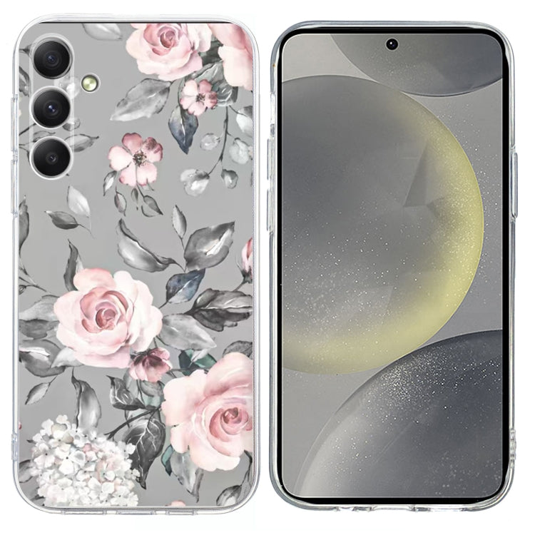 For Samsung Galaxy S25 5G Colorful Painting Pattern TPU Phone Case(Flowers On Grey) - Galaxy S25 5G Cases by PMC Jewellery | Online Shopping South Africa | PMC Jewellery | Buy Now Pay Later Mobicred