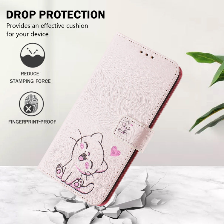 For iPhone 16e Art Colored Drawing Pattern Leather Phone Case(Cute cat) - iPhone 16e Cases by PMC TechLife | Online Shopping South Africa | PMC TechLife | Buy Now Pay Later Mobicred