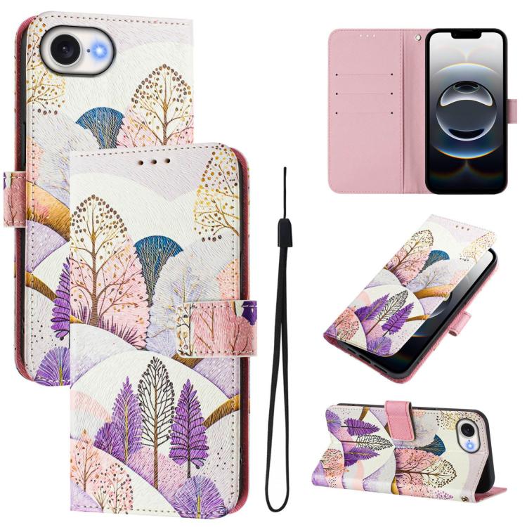 For iPhone 16e Art Colored Drawing Pattern Leather Phone Case(Landscape) - iPhone 16e Cases by PMC TechLife | Online Shopping South Africa | PMC TechLife | Buy Now Pay Later Mobicred