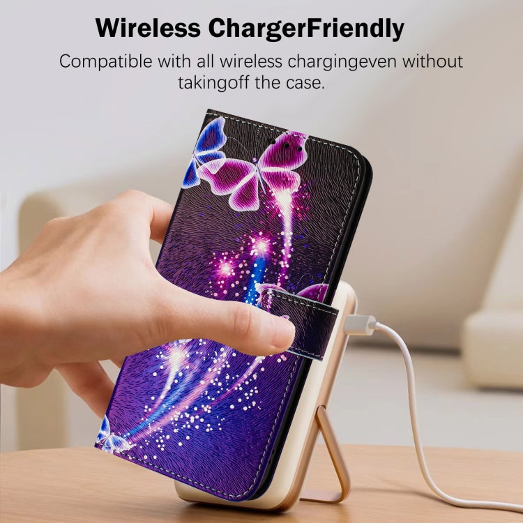 For iPhone 16e Art Colored Drawing Pattern Leather Phone Case(Fireworks butterfly) - free shipping - PMC TechLife - Order now!