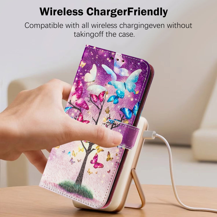 For iPhone 16e Art Colored Drawing Pattern Leather Phone Case(Butterfly branch) - iPhone 16e Cases by PMC TechLife | Online Shopping South Africa | PMC TechLife | Buy Now Pay Later Mobicred