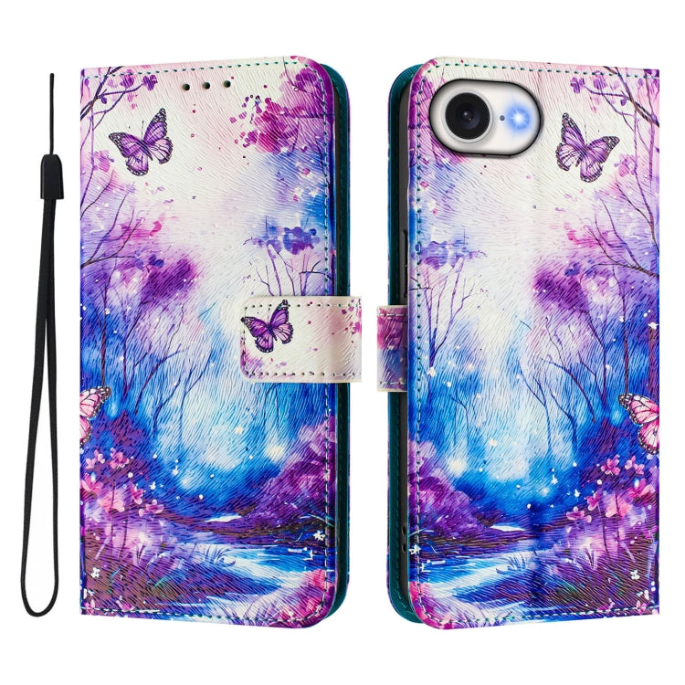 For iPhone 16e Art Colored Drawing Pattern Leather Phone Case(Dreamland) - iPhone 16e Cases by PMC TechLife | Online Shopping South Africa | PMC TechLife | Buy Now Pay Later Mobicred