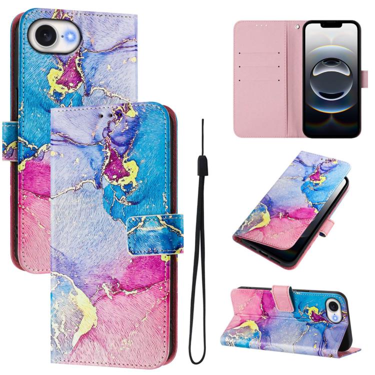 For iPhone 16e Art Colored Drawing Pattern Leather Phone Case(Colorful marble) - iPhone 16e Cases by PMC TechLife | Online Shopping South Africa | PMC TechLife | Buy Now Pay Later Mobicred
