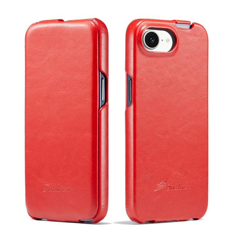 For iPhone 16e Fierre Shann 64 Texture Vertical Flip PU Leather Phone Case(Red) - free shipping - PMc TechLife - Order now!