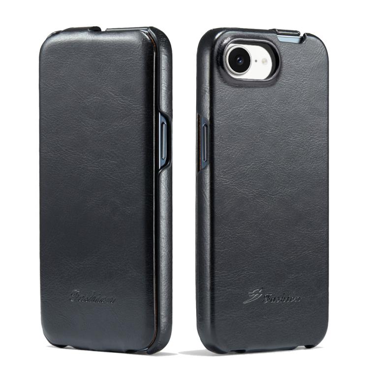 For iPhone 16e Fierre Shann 64 Texture Vertical Flip PU Leather Phone Case(Black) - free shipping - PMc TechLife - Order now!