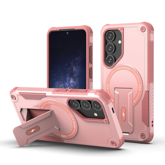 For Samsung Galaxy S24+ 5G / S25+ 5G Armor MagSafe Holder PC Hybrid TPU Phone Case(Pink) - Galaxy S25+ 5G Cases by PMC Jewellery | Online Shopping South Africa | PMC Jewellery | Buy Now Pay Later Mobicred