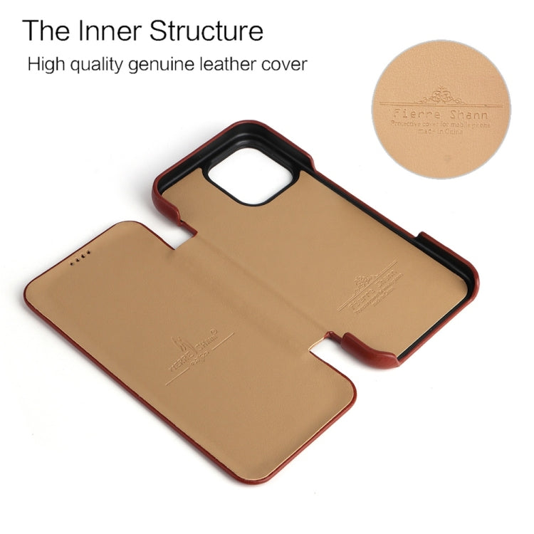 For iPhone 16 Pro Max Fierre Shann Top Layer Cowhide Business Magnetic Leather Phone Case(Brown) - iPhone 16 Pro Max Cases by FIERRE SHANN | Online Shopping South Africa | PMC Jewellery | Buy Now Pay Later Mobicred