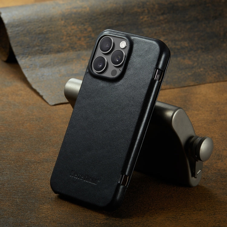 For iPhone 16 Pro Fierre Shann Top Layer Cowhide Business Magnetic Leather Phone Case(Black) - free shipping - PMC Jewellery - Order now!