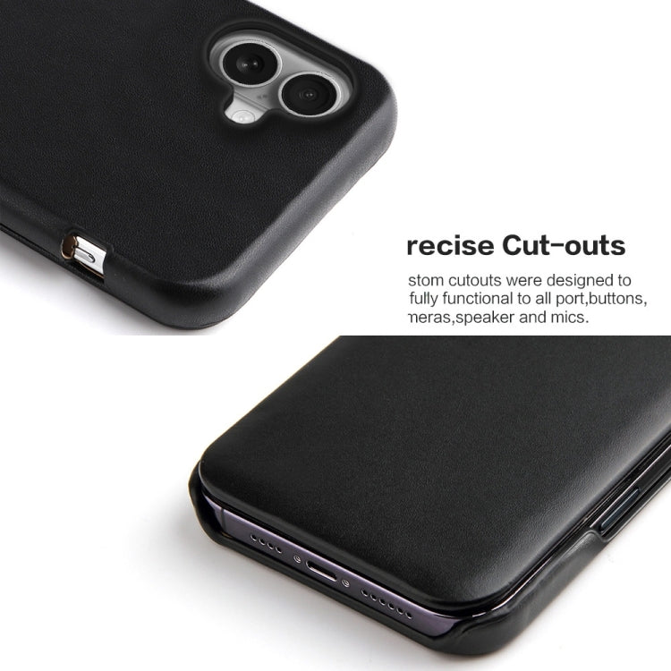 For iPhone 16 Fierre Shann Top Layer Cowhide Business Magnetic Leather Phone Case(Black) - iPhone 16 Cases by FIERRE SHANN | Online Shopping South Africa | PMC Jewellery | Buy Now Pay Later Mobicred