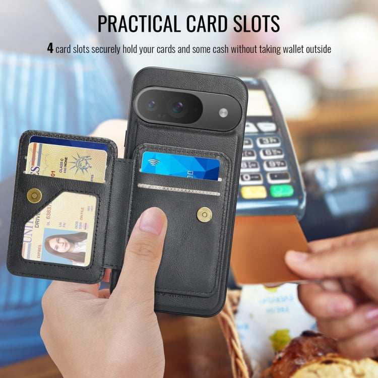 For Google Pixel 9 / 9 Pro Fierre Shann Cowhide Horizontal Flip Magnetic Card Holder Phone Case(Black) - free shipping - PMC TechLife - Order now!