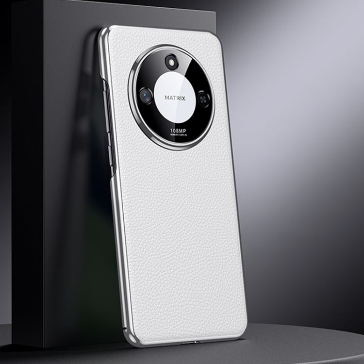 For Honor X60 Genuine Leather PC Phone Case(White) - Honor Cases by PMC TechLife | Online Shopping South Africa | PMC TechLife | Buy Now Pay Later Mobicred