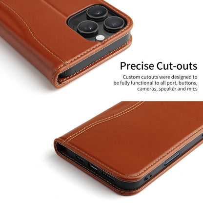 For iPhone 16 Pro Max Fierre Shann Cowhide Leather Flip Leather Phone Case(Brown) - iPhone 16 Pro Max Cases by FIERRE SHANN | Online Shopping South Africa | PMC Jewellery | Buy Now Pay Later Mobicred