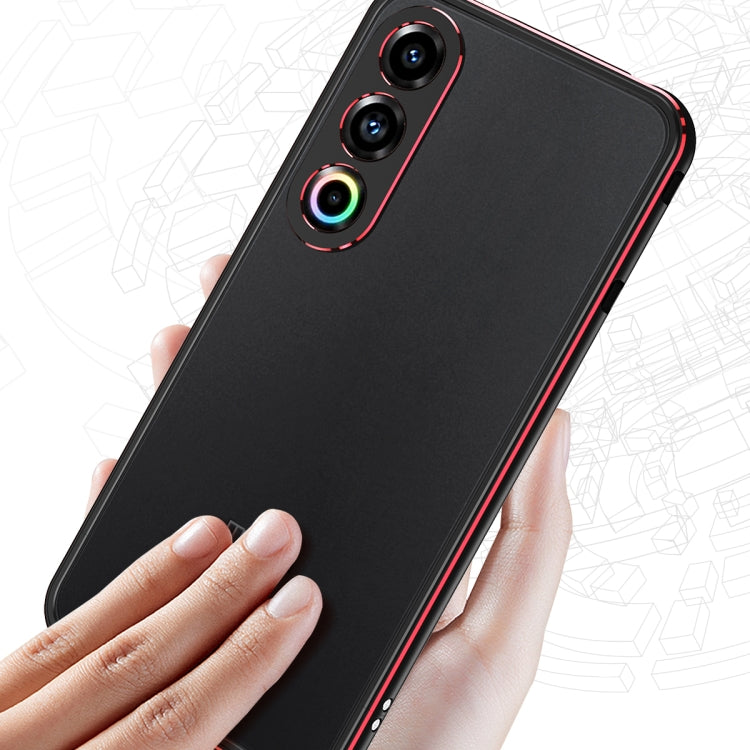 For Meizu 21 Aurora Series Lens Protector + Metal Frame Phone Case(Black Purple) - Meizu by PMC TechLife | Online Shopping South Africa | PMC TechLife | Buy Now Pay Later Mobicred