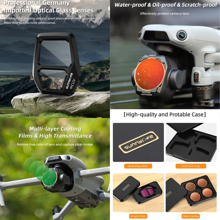 For DJI Air 3S Sunnylife Camera Lens Filter, Filter:4 in 1 ND8-64PL - free shipping - PMC TechLife - Order now!