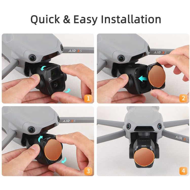 For DJI Air 3S Sunnylife Camera Lens Filter, Filter:4 in 1 ND8-64PL - free shipping - PMC TechLife - Order now!