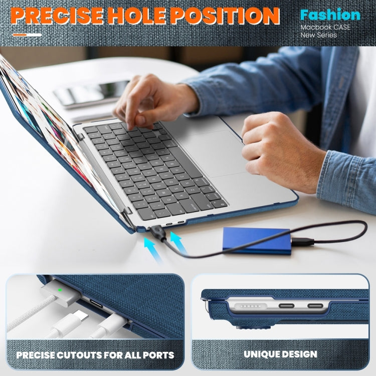 For MacBook Air 13.6 inch A3113 / A2681 Fabric Magnetic Holder Laptop Protective Case(Navy Blue) - MacBook Air Cases by PMC Jewellery | Online Shopping South Africa | PMC Jewellery | Buy Now Pay Later Mobicred