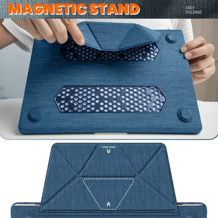 For MacBook Air 13.3 inch A2337 Fabric Magnetic Holder Laptop Protective Case(Navy Blue) - MacBook Air Cases by PMC Jewellery | Online Shopping South Africa | PMC Jewellery | Buy Now Pay Later Mobicred