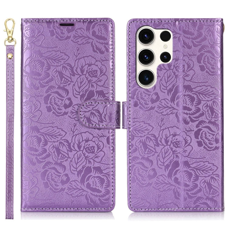 For Samsung Galaxy S25 Ultra 5G Peony Flowers Imprint Leather Phone Case(Purple) - Galaxy S25 Ultra 5G Cases by PMC Jewellery | Online Shopping South Africa | PMC Jewellery | Buy Now Pay Later Mobicred