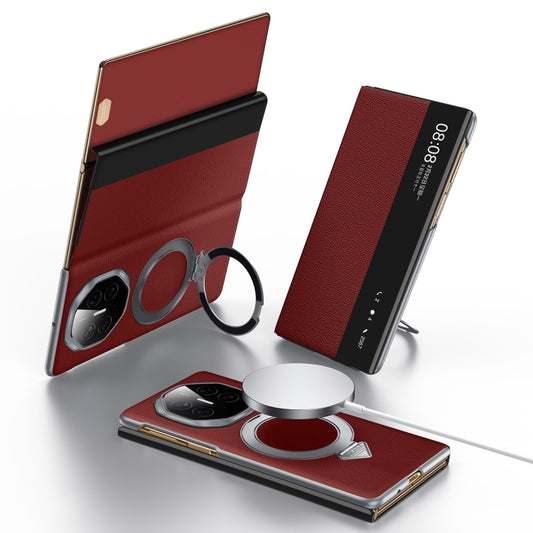 For Huawei Mate XT Ultimate Design SULADA Smart View Window MagSafe Magnetic Holder Leather Phone Case(Red) - Huawei Cases by SULADA | Online Shopping South Africa | PMC Jewellery | Buy Now Pay Later Mobicred