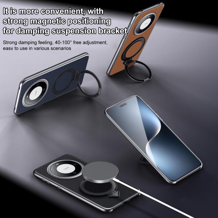 For Huawei Mate 60 SULADA Top Grain Leather MagSafe Magnetic Holder Phone Case(Black) - Huawei Cases by SULADA | Online Shopping South Africa | PMC TechLife | Buy Now Pay Later Mobicred