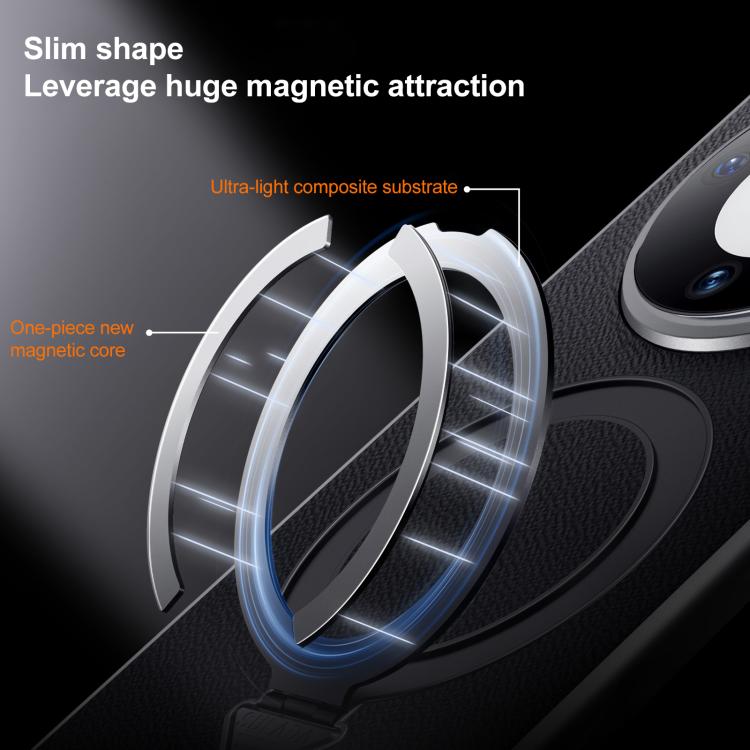 For Huawei Mate 60 SULADA Top Grain Leather MagSafe Magnetic Holder Phone Case(Black) - Huawei Cases by SULADA | Online Shopping South Africa | PMC TechLife | Buy Now Pay Later Mobicred