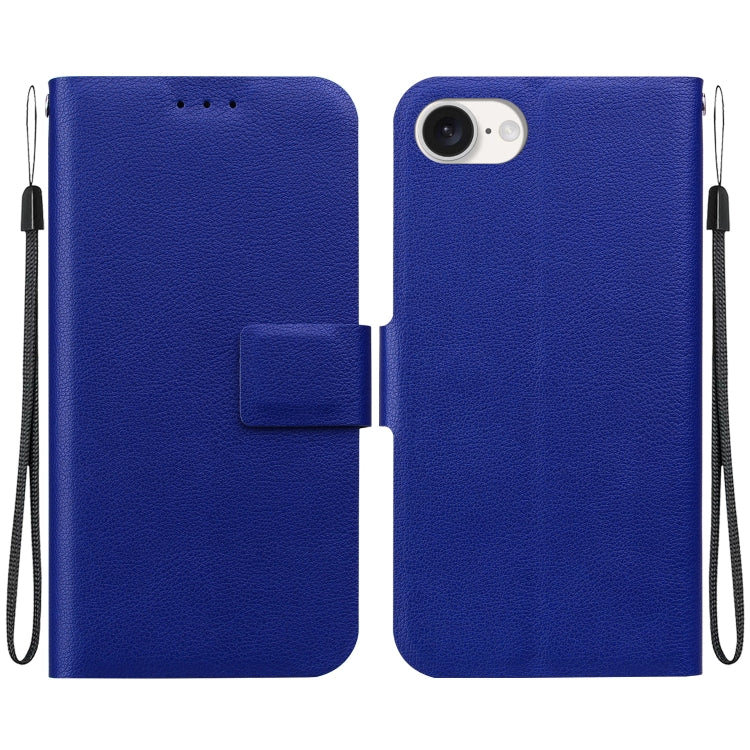 For iPhone 16e Ultra-thin Voltage Magnetic Buckle Leather Phone Case(Blue) - iPhone 16e Cases by PMC TechLife | Online Shopping South Africa | PMC TechLife | Buy Now Pay Later Mobicred