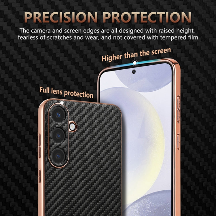 For Samsung Galaxy S25+ 5G AZNS Electroplated Edge Carbon Fiber Texture Phone Case(Blue) - free shipping - PMC Jewellery - Order now!
