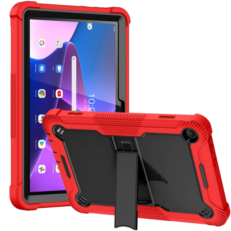 For Lenovo Tab M10 3rd Gen / TB328 Silicone Hybrid PC Tablet Case with Holder(Red Black) - Lenovo by PMC TechLife | Online Shopping South Africa | PMC TechLife | Buy Now Pay Later Mobicred