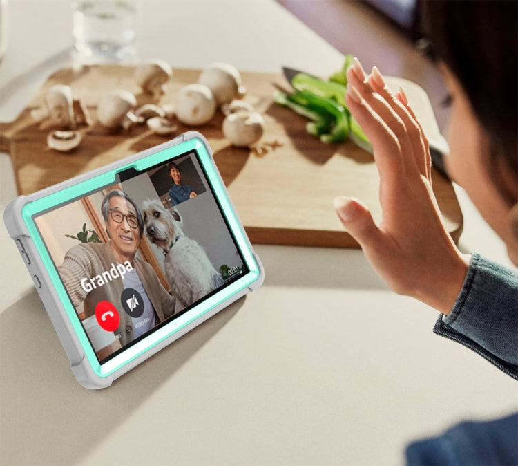 For Lenovo Tab M10 3rd Gen / TB328 Silicone Hybrid PC Tablet Case with Holder(Grey Mint Green) - Lenovo by PMC TechLife | Online Shopping South Africa | PMC TechLife | Buy Now Pay Later Mobicred