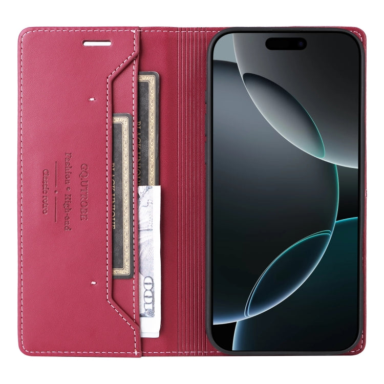 For iPhone 16 Pro Max GQUTROBE G01 RFID Anti-theft Leather Phone Case(Red) - iPhone 16 Pro Max Cases by GQUTROBE | Online Shopping South Africa | PMC Jewellery | Buy Now Pay Later Mobicred