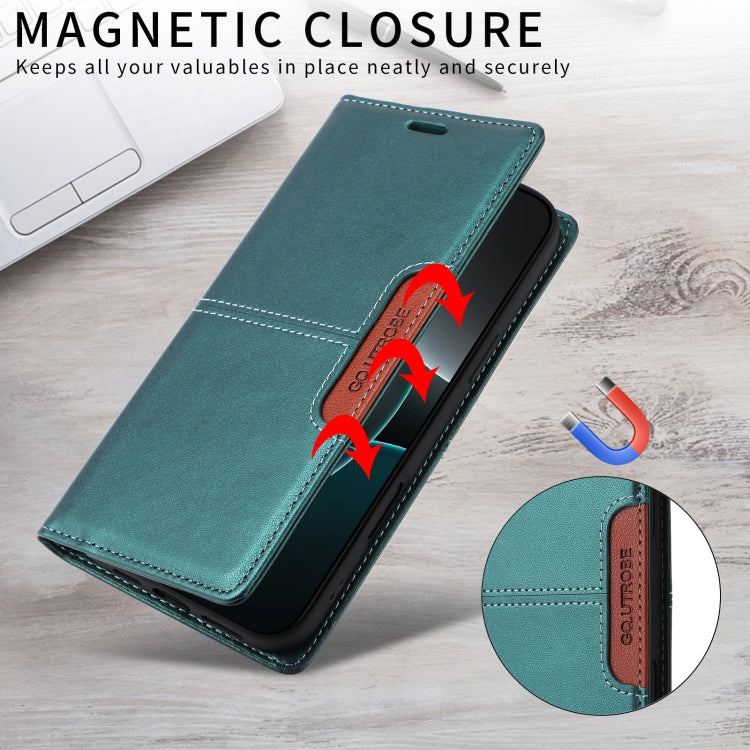 For iPhone 16 GQUTROBE G01 RFID Anti-theft Leather Phone Case(Green) - iPhone 16 Cases by GQUTROBE | Online Shopping South Africa | PMC Jewellery | Buy Now Pay Later Mobicred