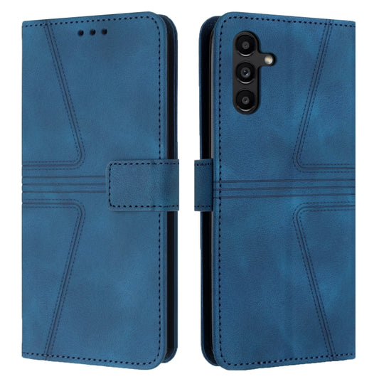 For Samsung Galaxy S25 5G Triangle Solid Color Leather Phone Case(Blue) - Galaxy S25 5G Cases by PMC Jewellery | Online Shopping South Africa | PMC Jewellery | Buy Now Pay Later Mobicred