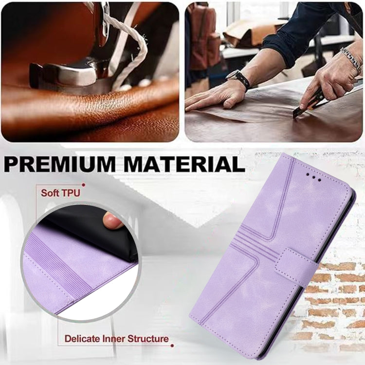 For Samsung Galaxy S25+5G Triangle Solid Color Leather Phone Case(Purple) - Galaxy S25+ 5G Cases by PMC TechLife | Online Shopping South Africa | PMC TechLife | Buy Now Pay Later Mobicred