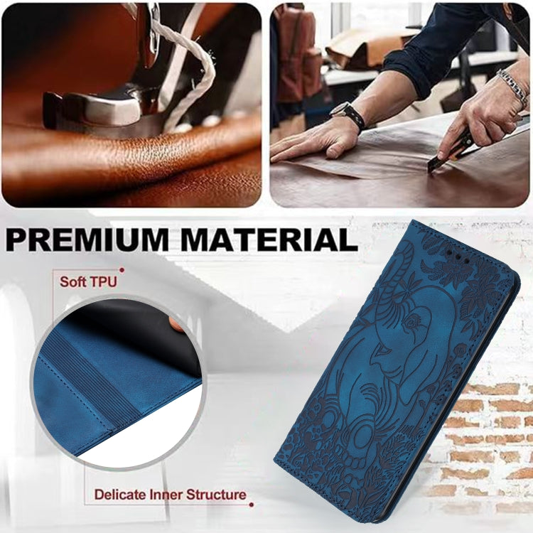 For Samsung Galaxy S25 Ultra 5G Retro Elephant Embossed Leather Phone Case(Blue) - Galaxy S25 Ultra 5G Cases by PMC Jewellery | Online Shopping South Africa | PMC Jewellery | Buy Now Pay Later Mobicred