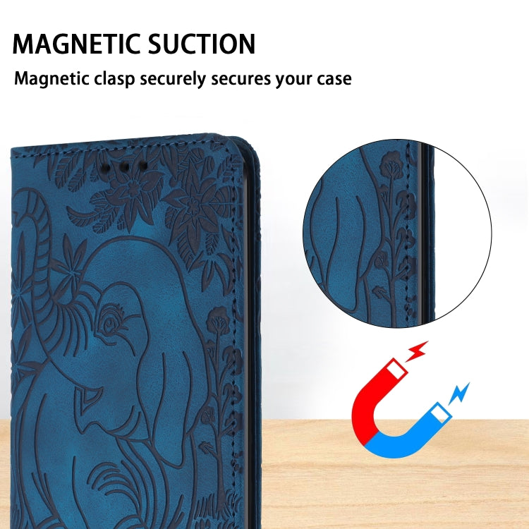 For Samsung Galaxy S25 Ultra 5G Retro Elephant Embossed Leather Phone Case(Blue) - Galaxy S25 Ultra 5G Cases by PMC Jewellery | Online Shopping South Africa | PMC Jewellery | Buy Now Pay Later Mobicred