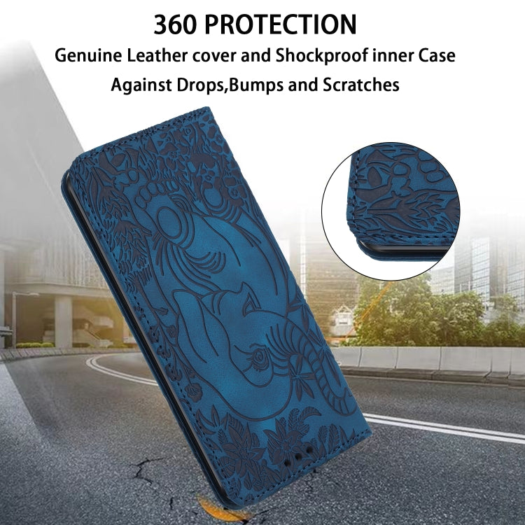 For Samsung Galaxy S25 Ultra 5G Retro Elephant Embossed Leather Phone Case(Blue) - Galaxy S25 Ultra 5G Cases by PMC Jewellery | Online Shopping South Africa | PMC Jewellery | Buy Now Pay Later Mobicred