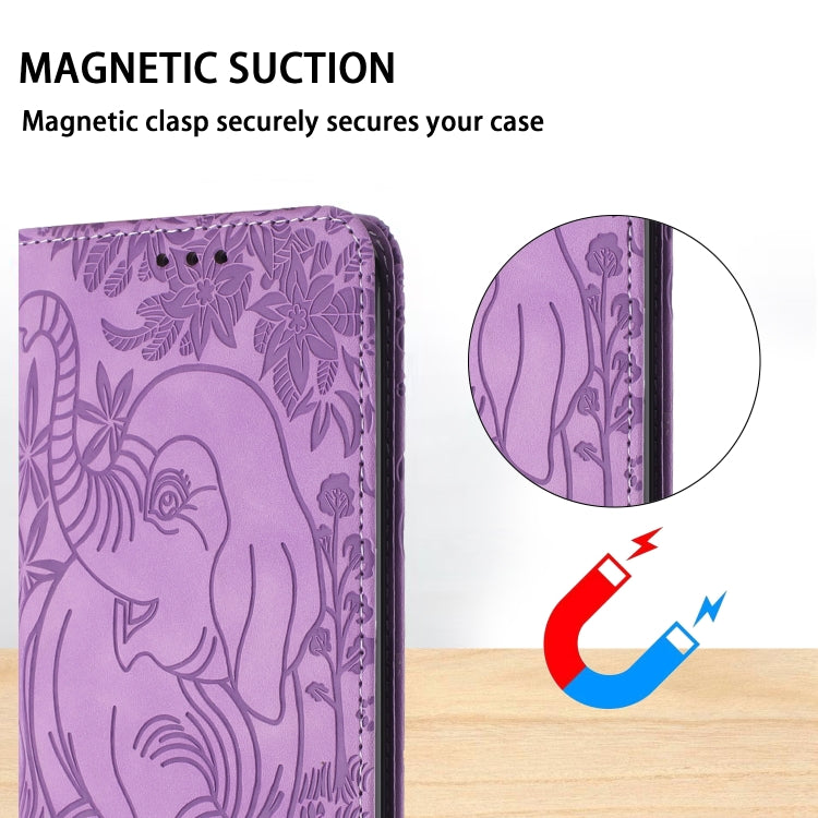 For Samsung Galaxy S25+ 5G Retro Elephant Embossed Leather Phone Case(Purple) - Galaxy S25+ 5G Cases by PMC Jewellery | Online Shopping South Africa | PMC Jewellery | Buy Now Pay Later Mobicred