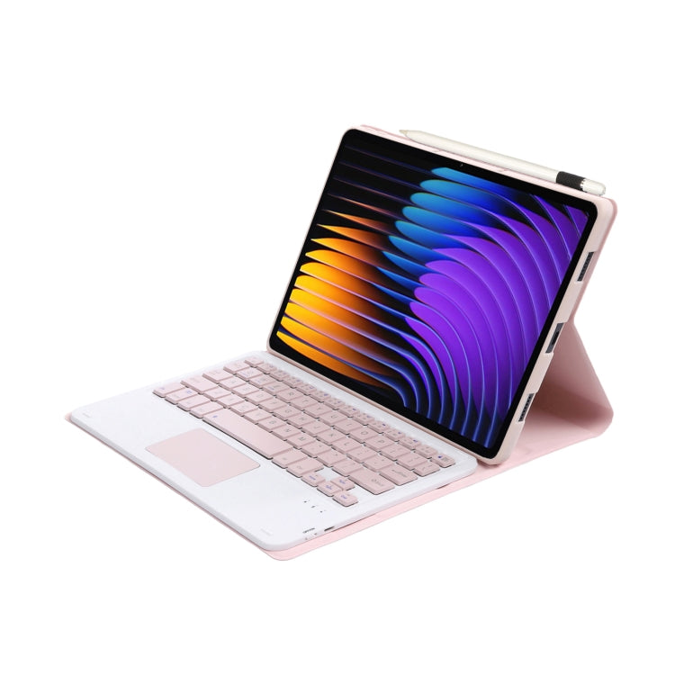 For Xiaomi Pad 7 / 7 Pro 11.2 inch A0N13-A Ultra-thin Detachable Bluetooth Keyboard Leather Tablet Case with Touchpad(Pink White) - Others Keyboard by PMC Jewellery | Online Shopping South Africa | PMC Jewellery | Buy Now Pay Later Mobicred