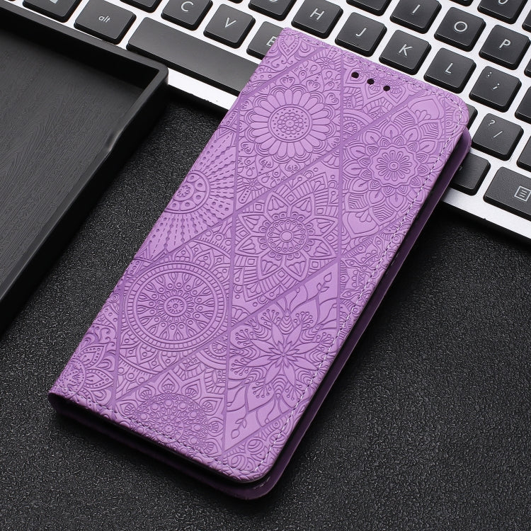For Samsung Galaxy S25+ 5G Ethnic Embossed Adsorption Leather Phone Case(Purple) - Galaxy S25+ 5G Cases by PMC Jewellery | Online Shopping South Africa | PMC Jewellery | Buy Now Pay Later Mobicred