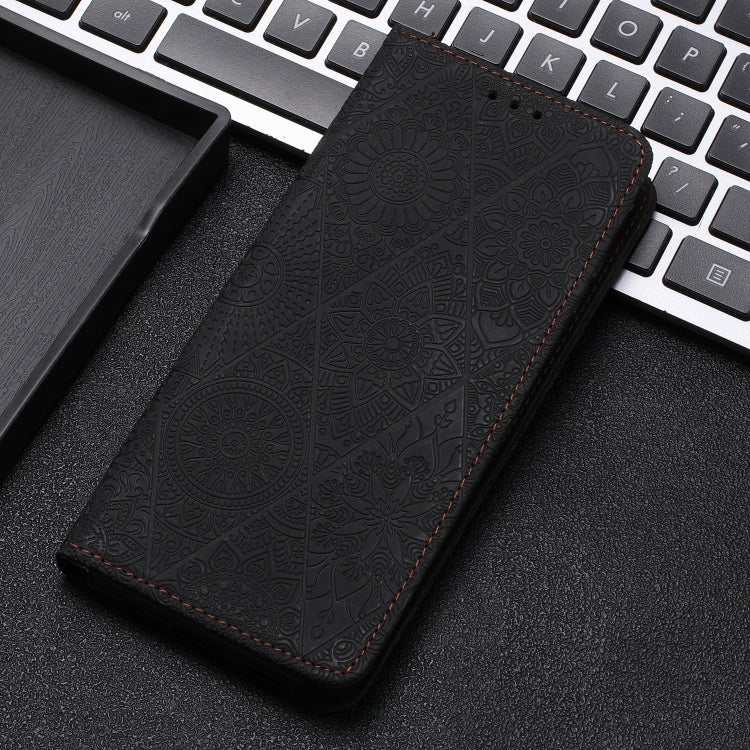 For Samsung Galaxy S25 5G Ethnic Embossed Adsorption Leather Phone Case(Black) - Galaxy S25 5G Cases by PMC Jewellery | Online Shopping South Africa | PMC Jewellery | Buy Now Pay Later Mobicred