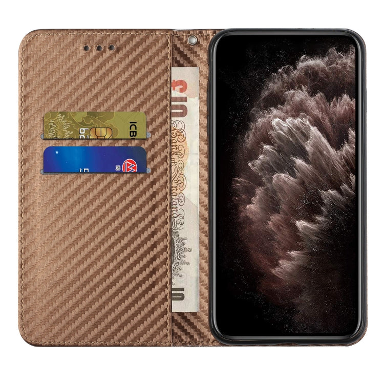 For Samsung Galaxy S25 5G Carbon Fiber Texture Magnetic Flip Leather Phone Case(Brown) - free shipping - PMC Jewellery - Order now!