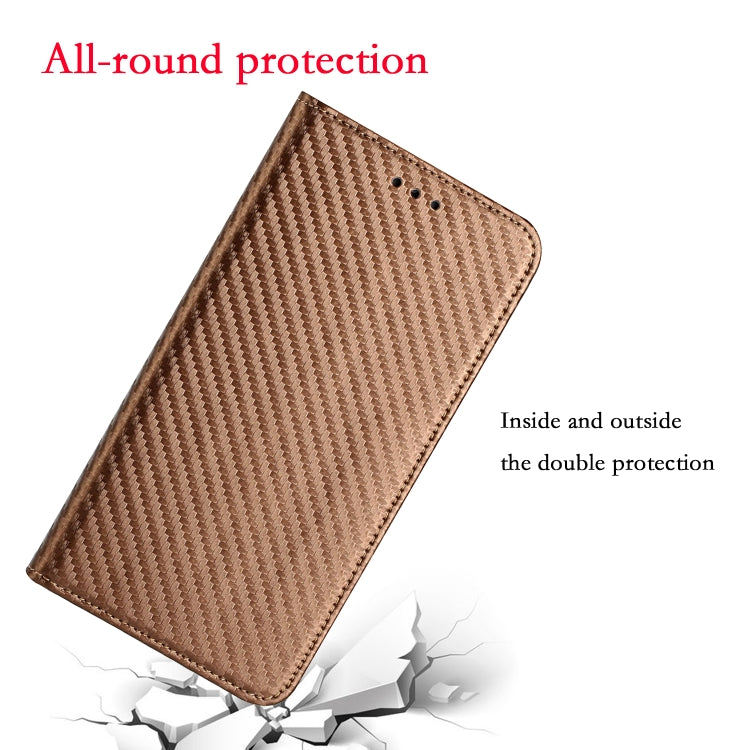 For Samsung Galaxy S25 5G Carbon Fiber Texture Magnetic Flip Leather Phone Case(Brown) - free shipping - PMC Jewellery - Order now!