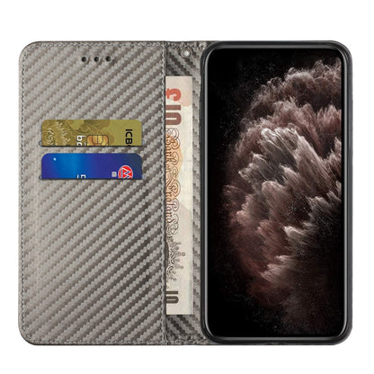 For Samsung Galaxy S25 5G Carbon Fiber Texture Magnetic Flip Leather Phone Case(Grey) - Galaxy S25 5G Cases by PMC Jewellery | Online Shopping South Africa | PMC Jewellery | Buy Now Pay Later Mobicred